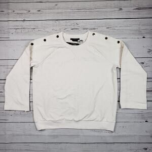 NWT Vertigo Ivory Snap Button Long Sleeve Pullover Top Women's Size XL